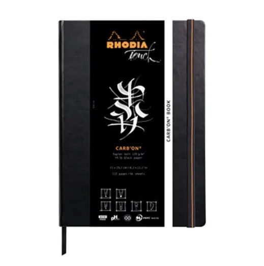 Rhodia Touch Carb'on Schetboek/Dummy Zwart Papier A4 120gr. 56vel.