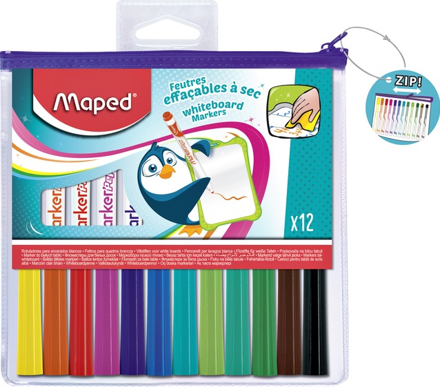 Maped Whiteboard Magic Water Markers Set à 12 Kleuren. 