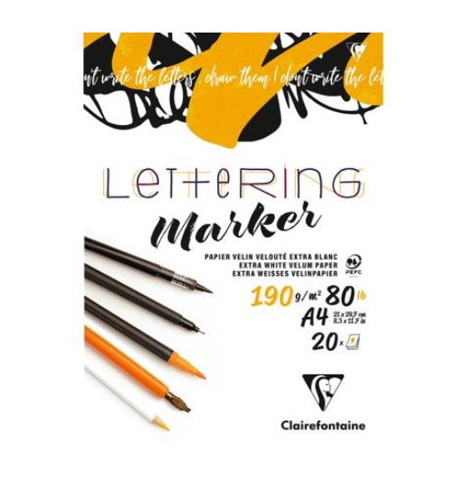 Clairefontaine Lettering Marker Papier A4 190gr. 20Vel.
