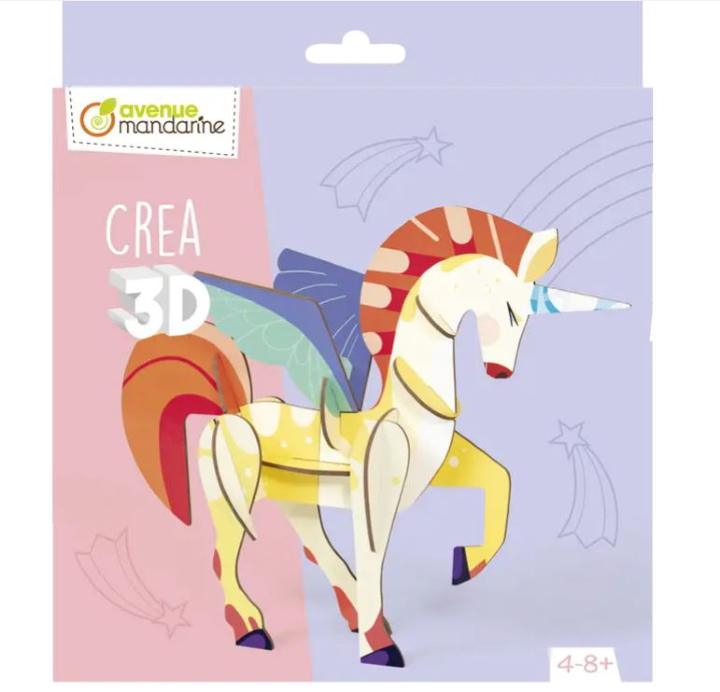Avenue Mandarine Crea 3D Kartonnen Puzzel 4-8 Jaar Eenhoorn