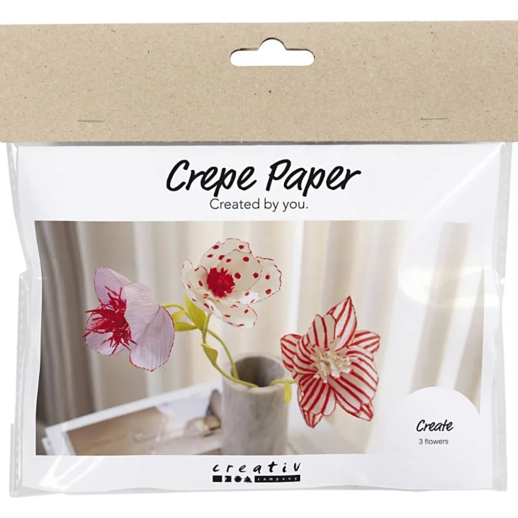 Mini Hobbyset Crêpepapier Bloemen – DIY Knutselset met Pastelkleurige Papieren Bloemen