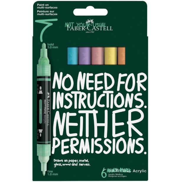 Acrylmarker Faber-Castell Multimark 6 stuks Pastel kartonetui