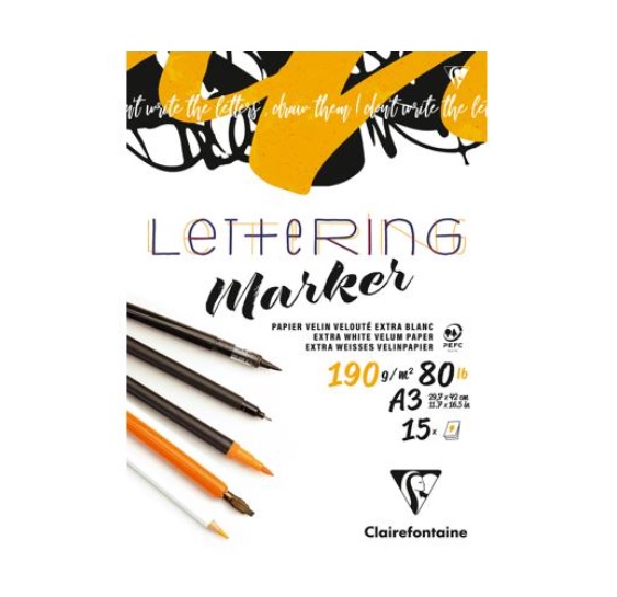 Clairefontaine Lettering Marker Papier A3 190gr. 15Vel.