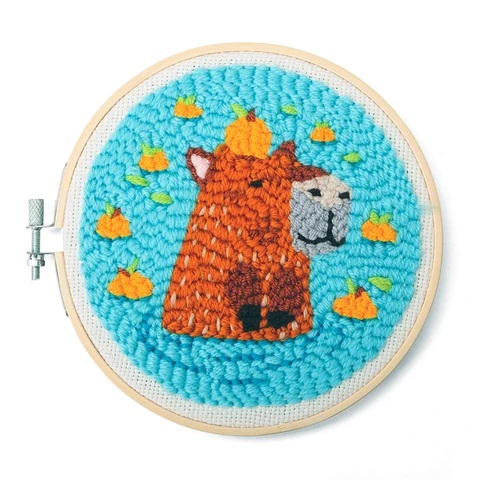 Kikkerland Punch Needle Kit/Set Capibara Diameter: 15cm