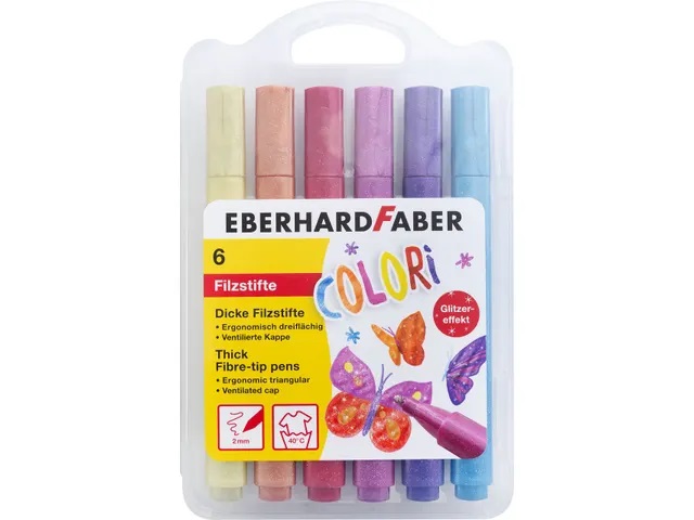 Eberhard Faber - 6 Dikke Viltstiften Met Glitter