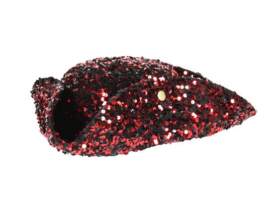 Luxe Driesteek Piraten Hoed Pailletten/Glitter "Cabaret" Rood/Zwart
