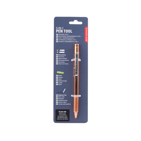 Kikkerland Koperkleurige 3-IN-1 Pen Gereedschap - Afbeelding 2