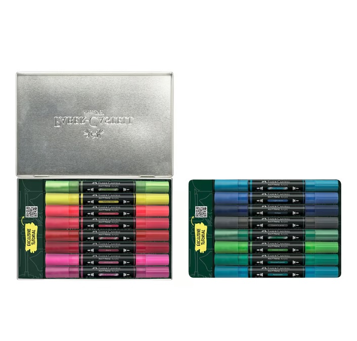 Acrylmarker Faber-Castell Multimark bewaarblik Style it Kicks 16 stuks