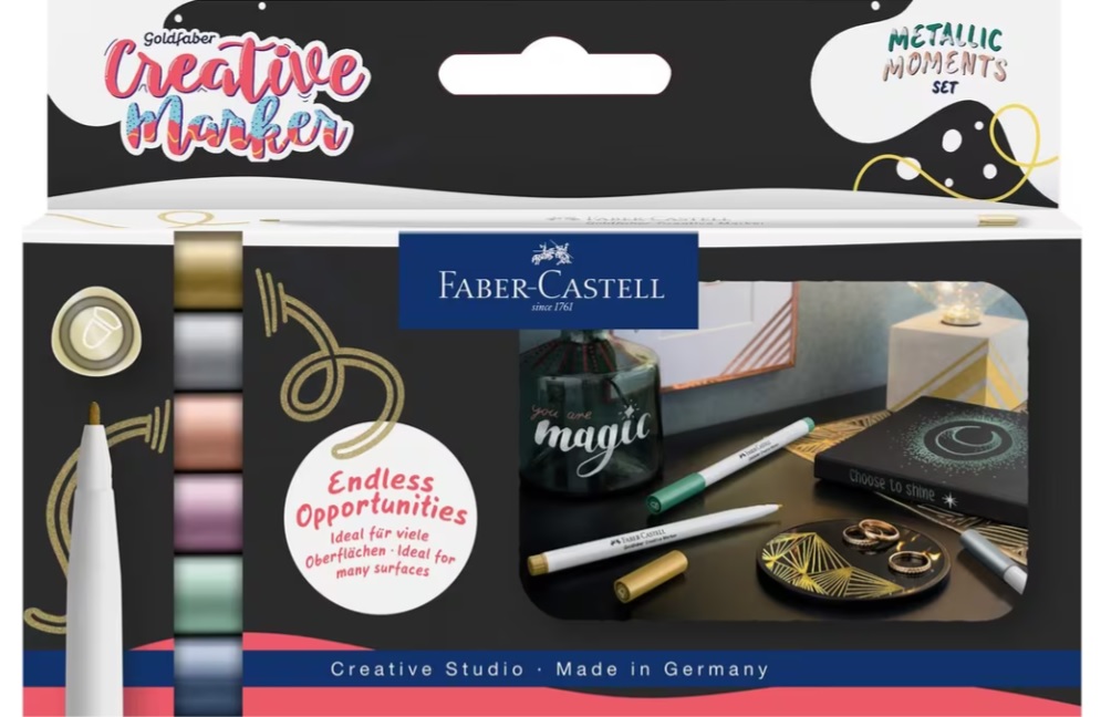 Marker creatief Faber-Castell Goldfaber brushpunt B set a 6 stuks Metallic Moments