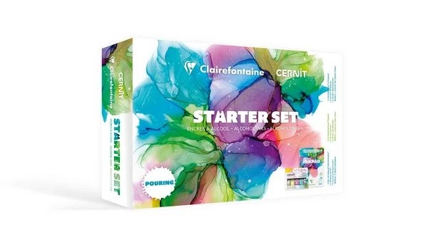 Starterset Alcohol Ink A5 Alcohol Inkpad blok Clairefontaine en Cernit alcoholinkt - Afbeelding 2