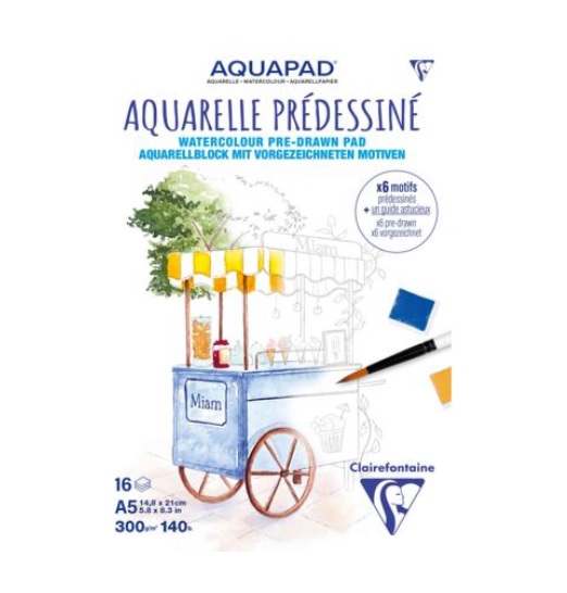Clairefontaine Aquapad A5 300gr. 16Vel.