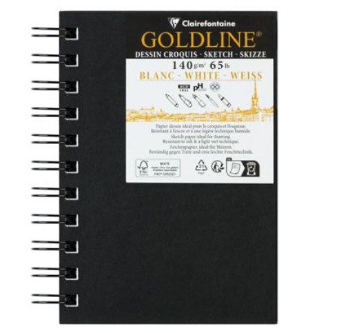 Clairefontaine Carnet Goldline Dummy/Schetsboek A6 140g 50vel. - Wit