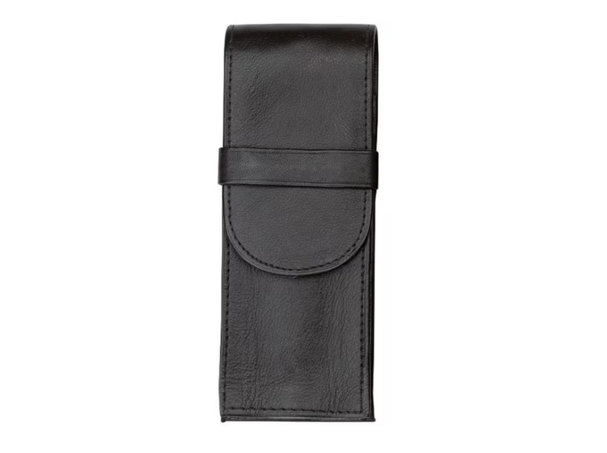 Pennenetui voor 3 stuks zwart leer 14 x 6 x 2,5 cm