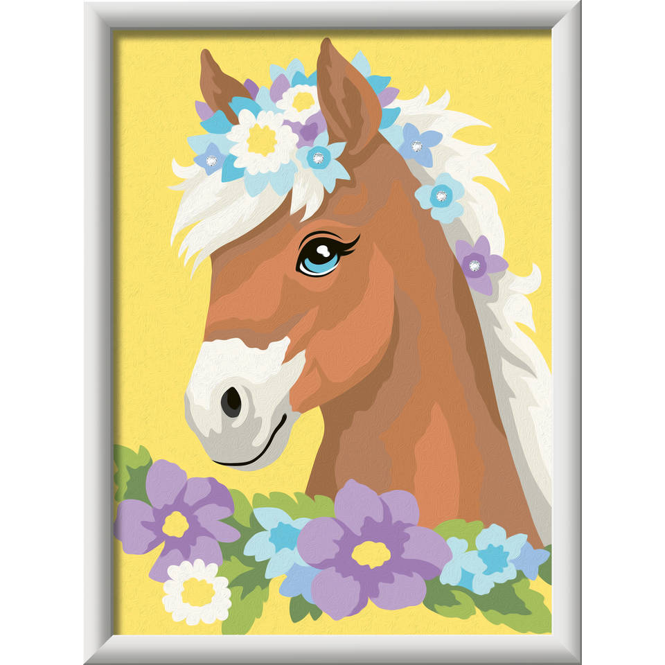 Schilderen Op Nummer Ravensburger Paard Met Bloemen 18x24cm