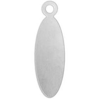 Metalen label, afm 20x5 mm, dikte 1,3 mm, aluminium, ovaal, 20stuks, gatgrootte 1,9 mm