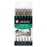 Sakura Pigma Penseel-set etui 6 Basic kleuren - Afbeelding 2