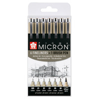 Sakura Pigma Micron Set 6 fineliners +1 Pigma Penseel - Afbeelding 1