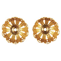 Filigraan-kapjes, 10 mm, verguld, ZB-zak à 6 stuks