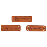 Kunstlederen labels - "Handmade", 4,9x1,5cm, 3 designs, ZB-zak 3st.