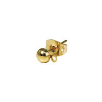 Oorstekers met halve bol en oogje, 4mm ø, goud, ZB-zak à 2 stuks
