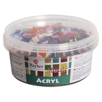 Acryl mozaïekstenen mix, bont, 1x1cm, doos 300g