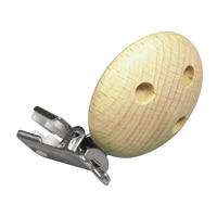 Houten speen clip FSC 100%, 37mm ø, naturel, 3 gaten, ZB-zak 1st. - Afbeelding 1