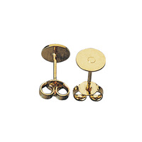 Oorsteker met plaatje, 6 mm ø, goud, ZB-zak à 4 stuks