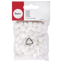 Pompons, wit, 10 mm, ZB-zak à 65 st. deco12 - Afbeelding 2