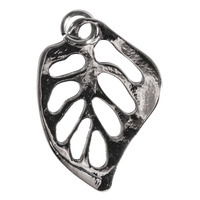 Metalen hangertje Monstera blad, zilver, 25mm, Oogje 3mm ø, ZB-zak 1st.