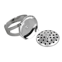 Ring met zeef, 15 mm ø, platina, ZB-zak à 1stuk - Afbeelding 2