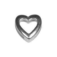 Metaal- Sierelement: Hart, zilver, 1,3x1,4cm, gat 1 cm breed