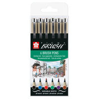 Sakura Pigma Penseel-set etui 6 Basic kleuren - Afbeelding 3