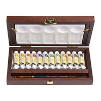 Rembrandt Professionele aquarelverf, kist Traditional, 12 x 10 ml tubes + 2 accessoires, algemene kleurenselectie