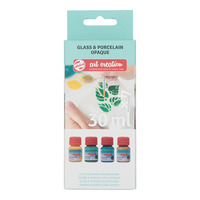 Talens Art Creat.Glas & Porselein Dekkend Set 4 x 30 ml Groen Goud - Afbeelding 3