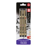 Sakura Pigma Micron Blisterkaart 3 01/05. Gratis Brush Zwart - Afbeelding 3