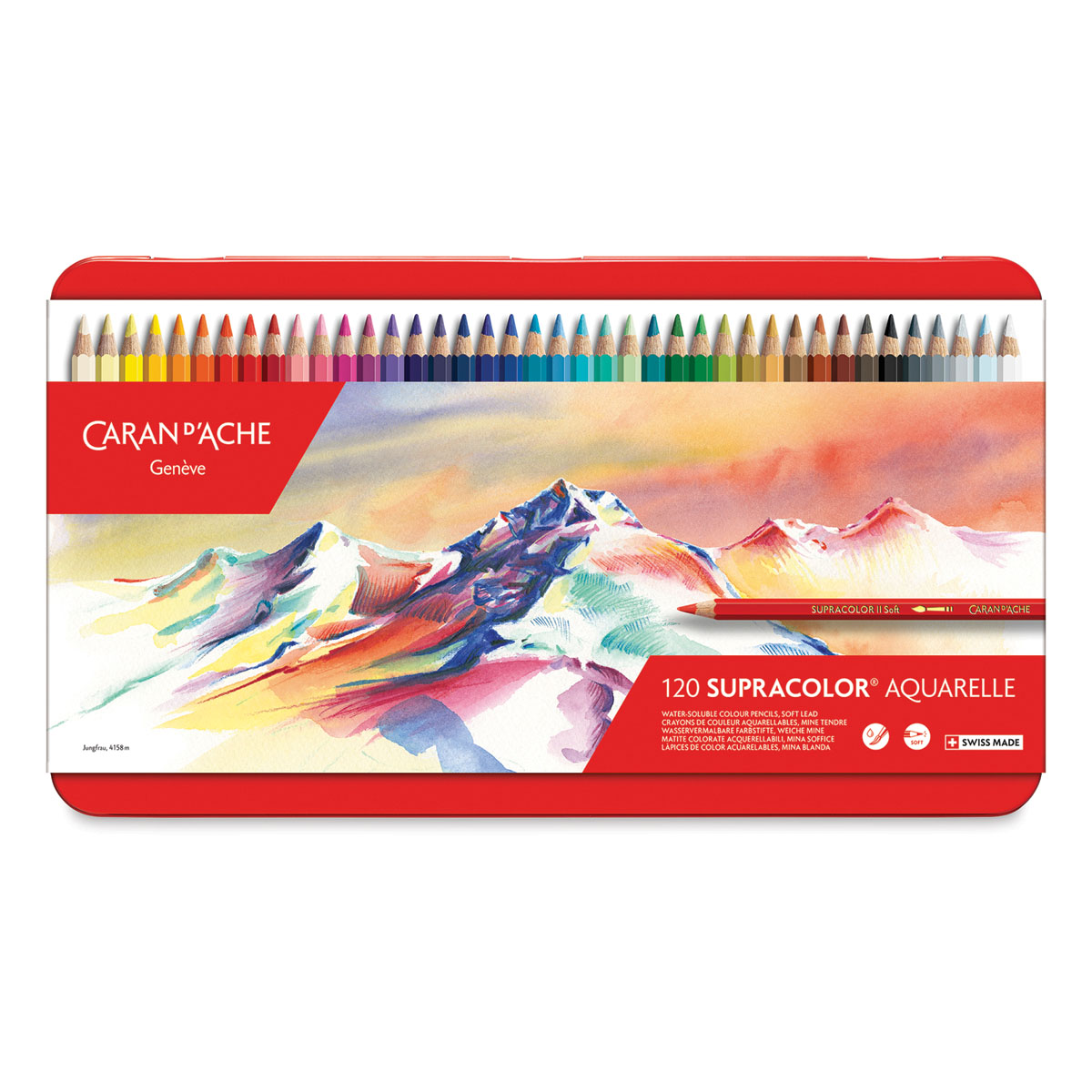 Caran d'Ache Supracolor Aquarelkleurpotloden Metalen doos, 120 kleurpotloden