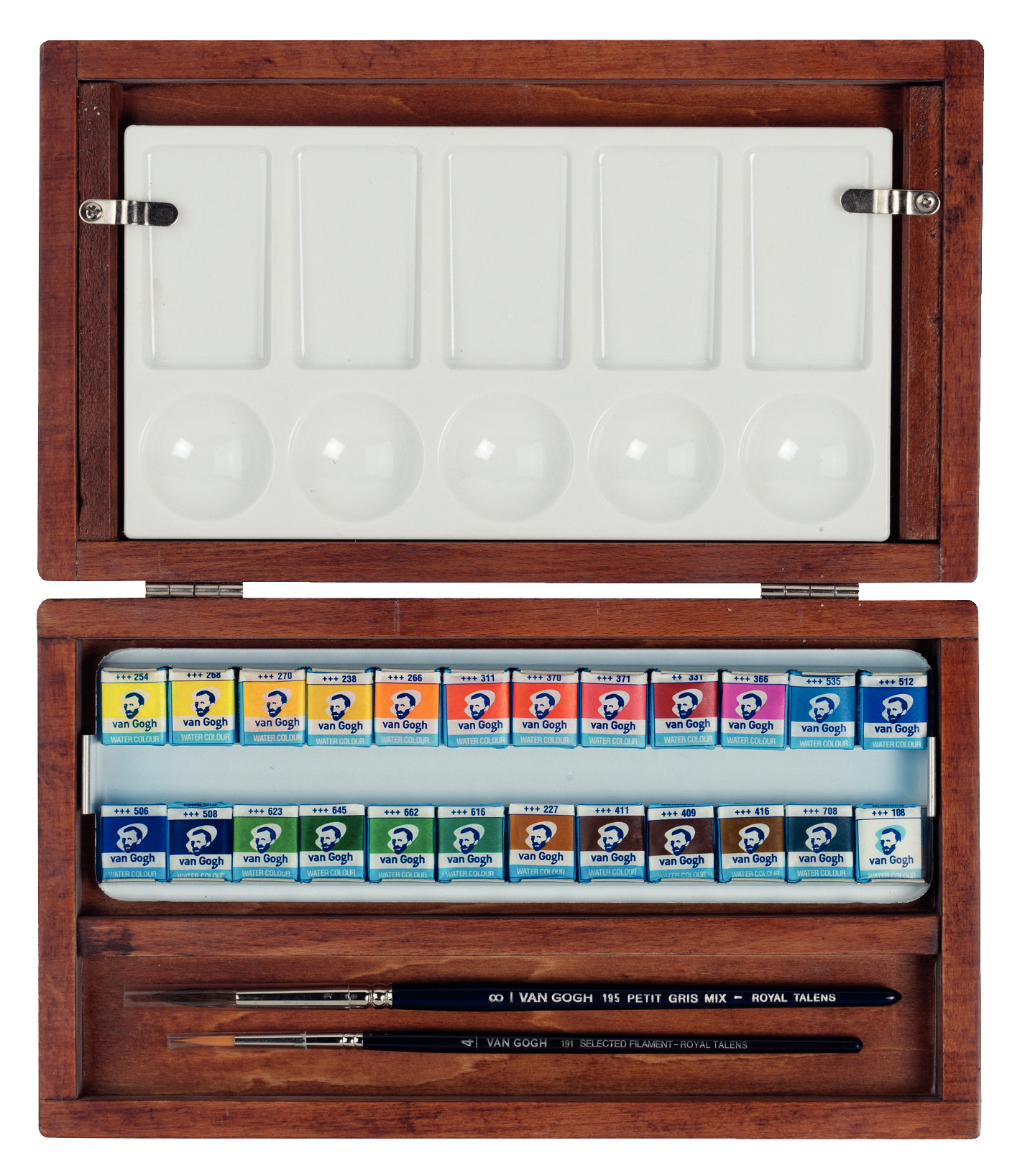Van Gogh The National Gallery aquarelverf set in kist met 24 kleuren in halve Napjes + 3 accessoires