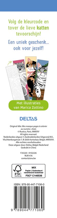 De Mooiste Boekenleggers Kleuren Op Nummer Katten - Afbeelding 1