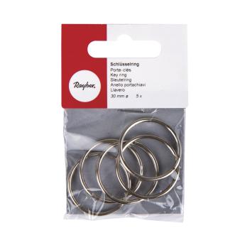 Sleutelring, 30mm ø, platina, ZB-zak à 5stuks