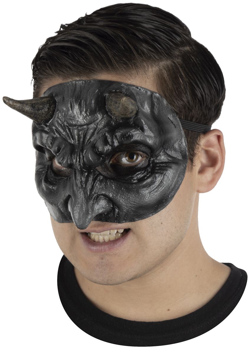 Oogmasker Latex Duivel Zwart