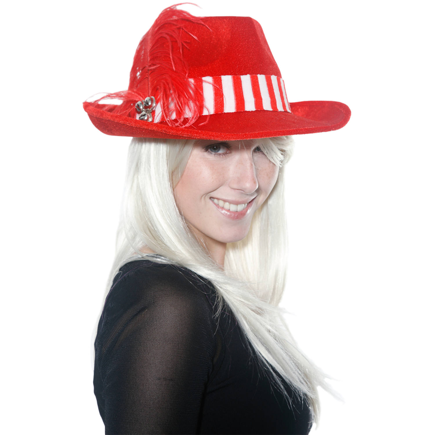 Hoed Fedora Rood Velvet Kerst acc12