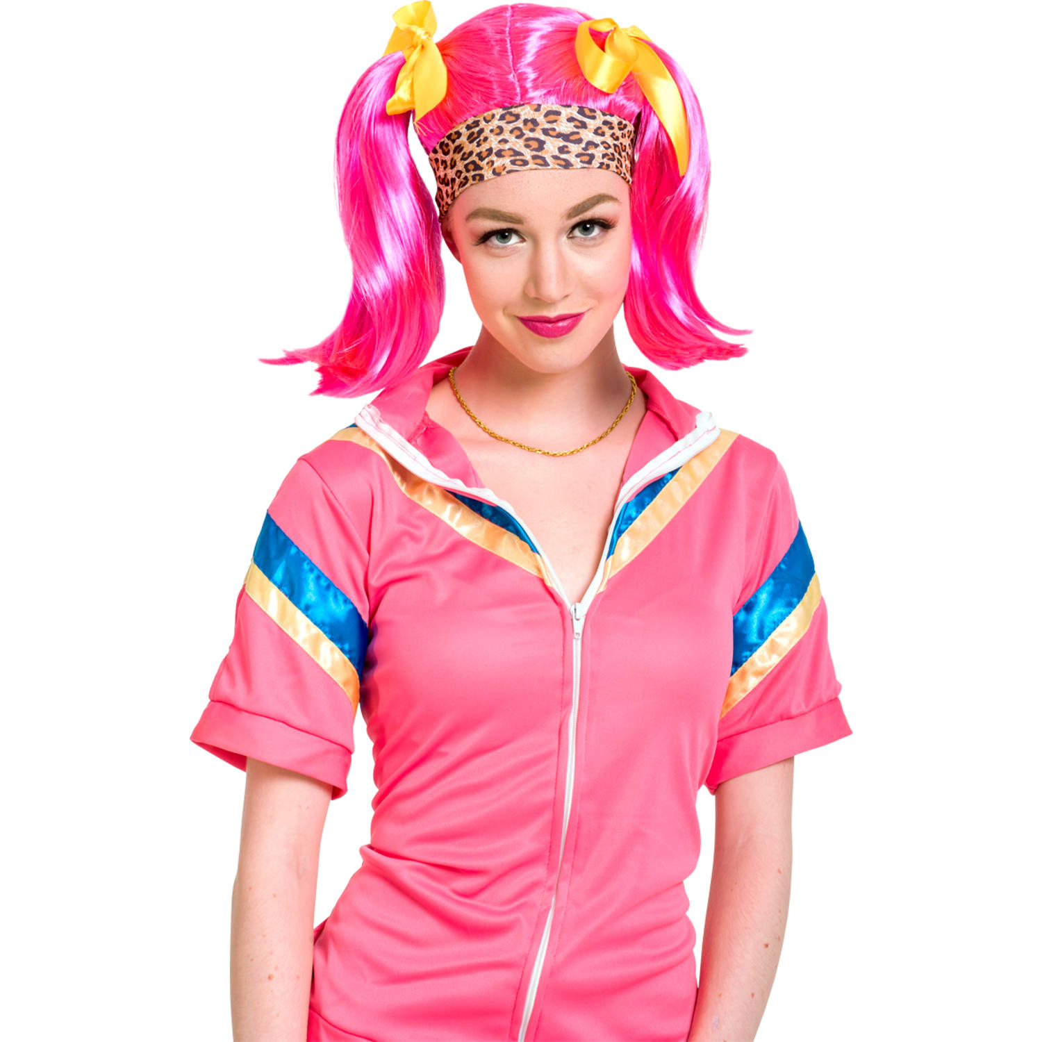 Pruik Make me Sweat Roze Met Staartjes 