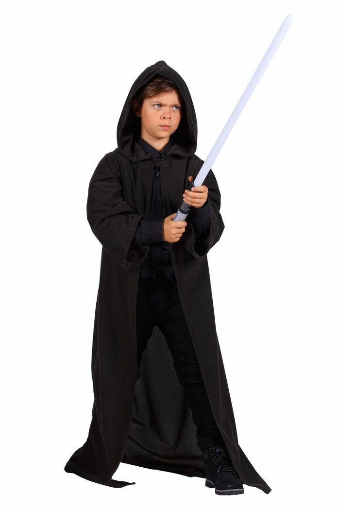 Cape Kind met capuchon "fantasy", Zwart, 120 cm lang
