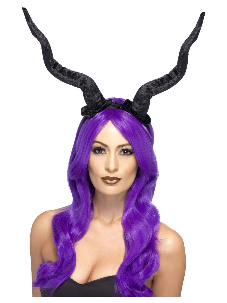 Demon Horns Headband Black Flexible