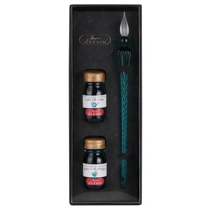  J.Herbin Set inkten en glazen pen Smaragdgroen
