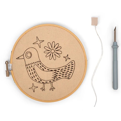 Kikkerland Punch Needle Kit/Set Vogel Diameter: 15cm - Afbeelding 2