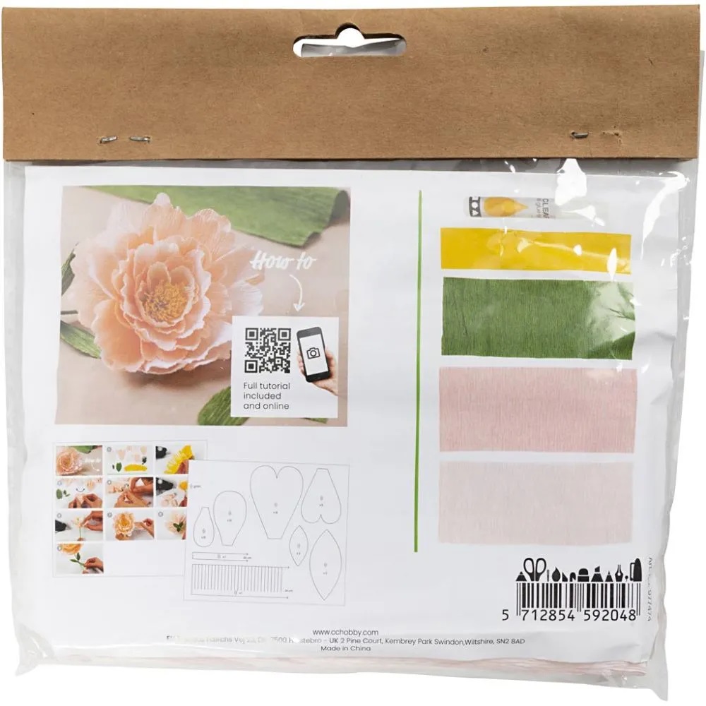 Mini Hobbyset Crêpepapier, Pioenroos, Crêpe-verhouding: 180%, 105 gr, 1 doos - Afbeelding 2