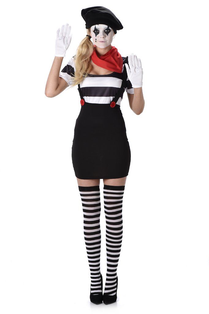 Clown Mime Meisje Kostuum 