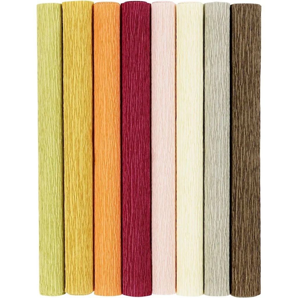 Crêpepapier, vel 25x60 cm, Crêpe-verhouding: 180%, 105 gr, pastelkleuren, 8 vel/ 1 doos - Afbeelding 2