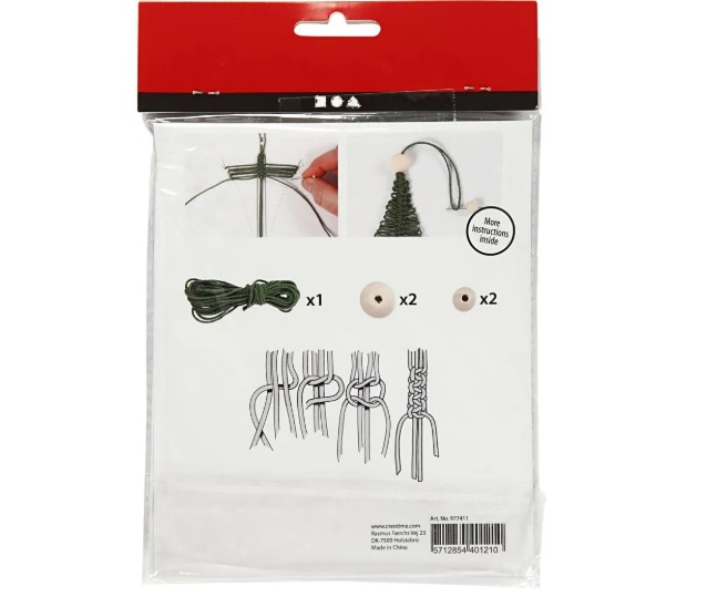 Creative mini kit, macramé kerstboom, H: 11 cm, 1 doos - Afbeelding 2